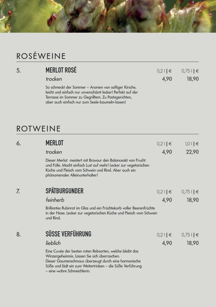 Weinkarte Kanal-Meisterei