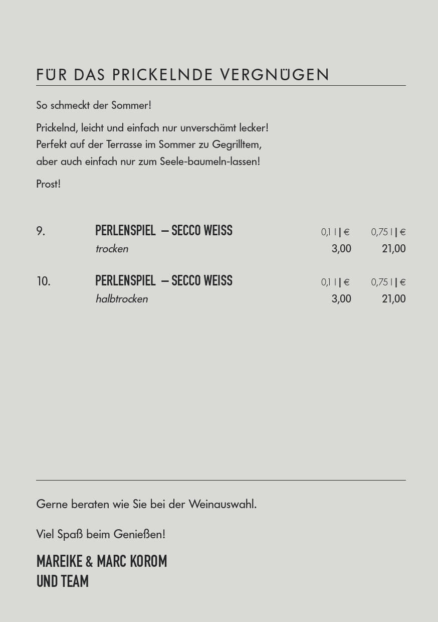 Weinkarte Kanal-Meisterei